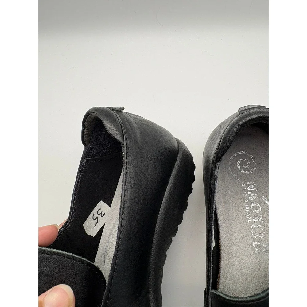Naot Kirei Black Leather Mary Jane Comfort Shoe Women EU 35 Hook Loop Orthopedic